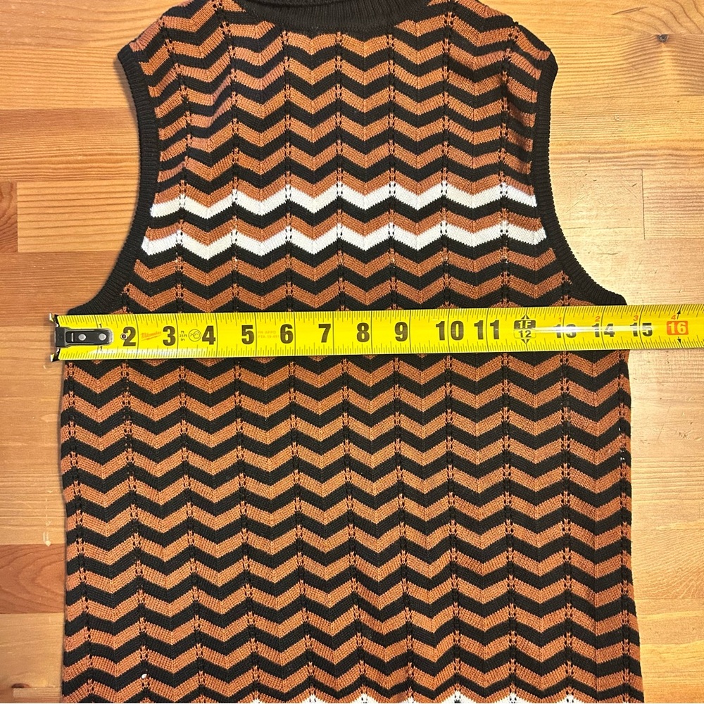Bar III Brown Knit Chevron Turtleneck Sleeveless Cotton Bend Midi Dress - Picture 2 of 3